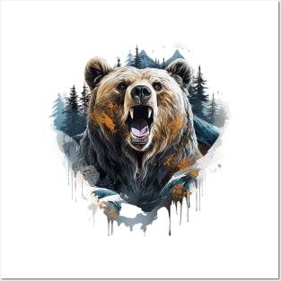 Roaring bear Posters and Art